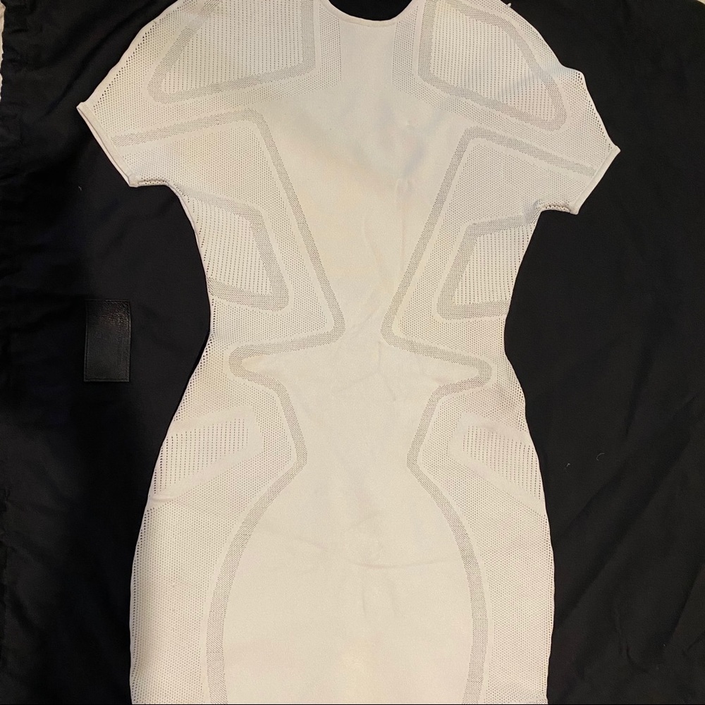 ALEXANDER WANG Chalk White Optical Mesh Knit Dress